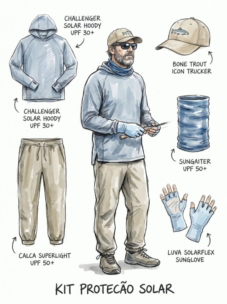Roupa de Pesca com Proteção Solar: Kit Completo UPF 50+